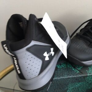 Under Armour Kids' Black and Gray High-Top Basketball Shoes